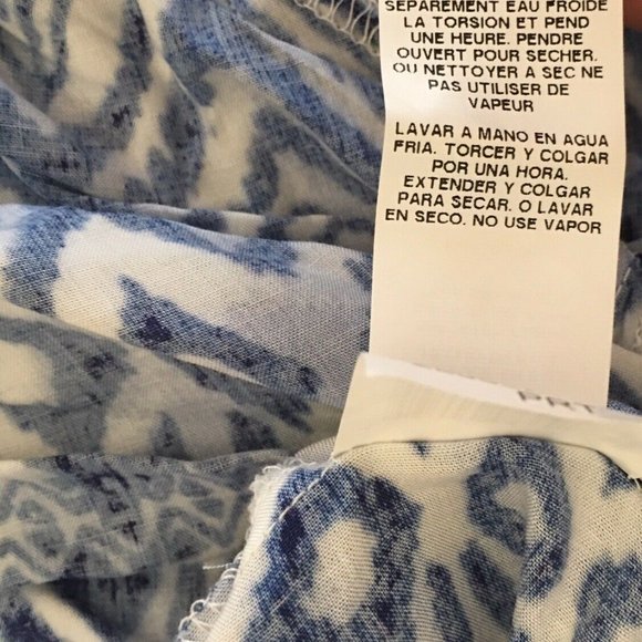 Karen Kane Women's Plus 1X 2X Blue Ikat Lace Yoke Sleeveless Tunic Top Boho NWT - Picture 9 of 9